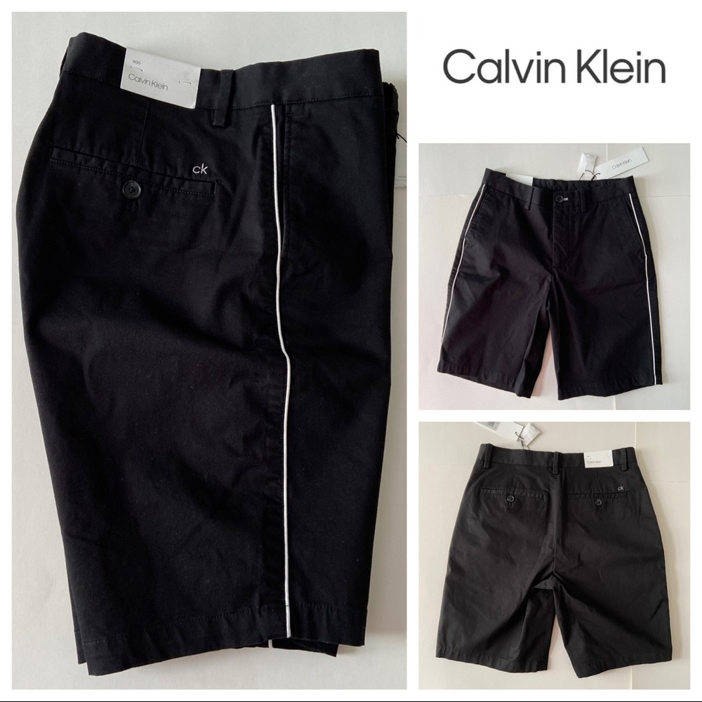 NWT Mens 29W Black w White Stripe Twill shorts